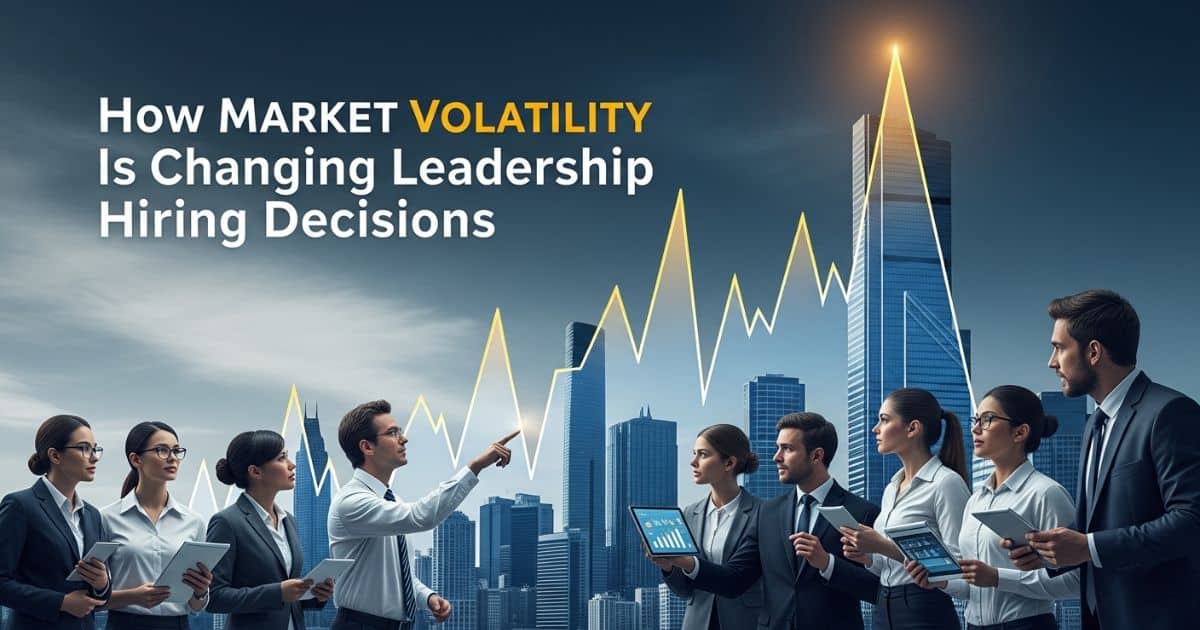 Business leaders analyzing rising market graphs to guide leadership hiring decisions in markets